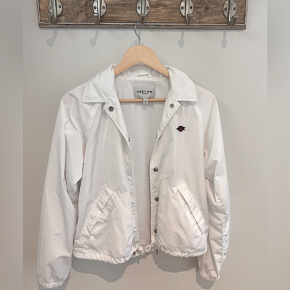 OBEY white bomber jacket size XS